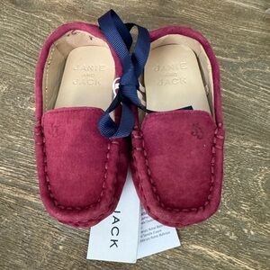 NWT Janie and Jack Baby Boy Driving Moccasins in‎ Burgundy Size 4